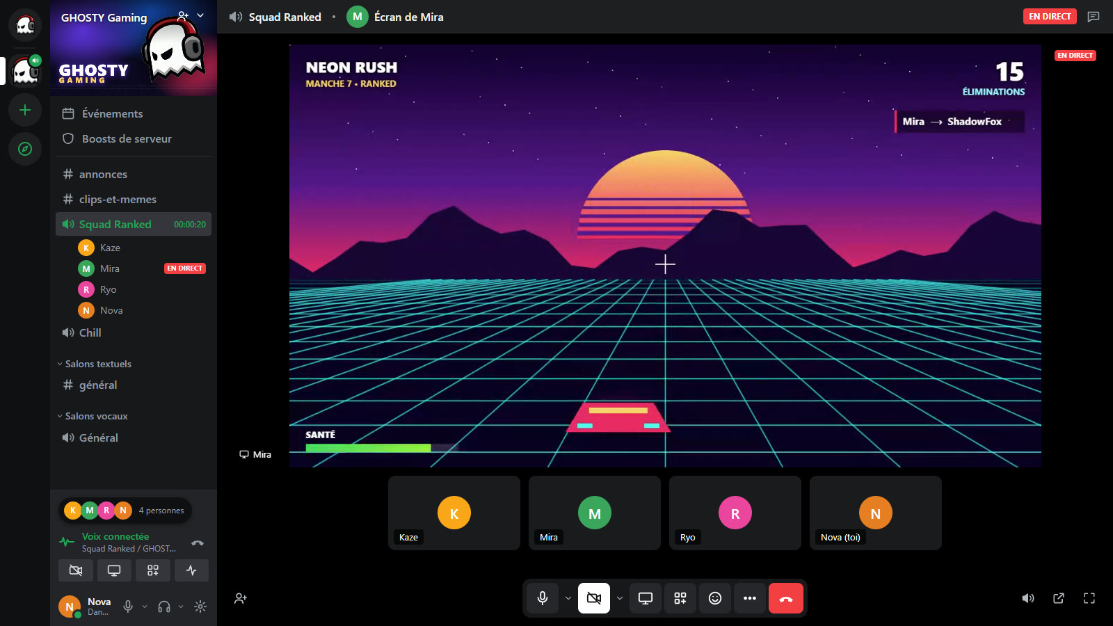 Stream d’un jeu dans un salon vocal GHOSTY